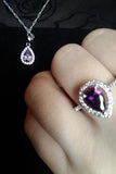Purple Cubic Zirconia CZ Silver Jewelry Set