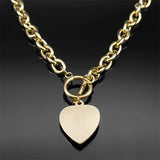 2PCS Heart Jewelry Set Stainless Steel Chain High Sets For Women Girl