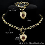 2PCS Heart Jewelry Set Stainless Steel Chain High Sets For Women Girl