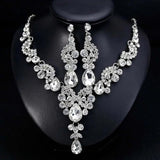 2Pcs/Set Rhinestone Semicircle Charm Bridal Earrings Necklace