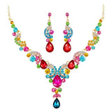 2Pcs/Set Rhinestone Semicircle Charm Bridal Earrings Necklace