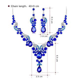 2Pcs/Set Rhinestone Semicircle Charm Bridal Earrings Necklace