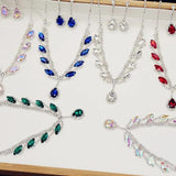 Water Drop Alloy Women Earrings Necklace Set Crystal Jewelry Set
