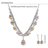 Water Drop Alloy Women Earrings Necklace Set Crystal Jewelry Set