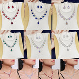 Water Drop Alloy Women Earrings Necklace Set Crystal Jewelry Set