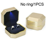 Square Wedding Double Ring Case Ring Box With Led Jewelry Gift Boxs For Ring