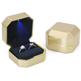 Square Wedding Double Ring Case Ring Box With Led Jewelry Gift Boxs For Ring