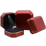 Square Wedding Double Ring Case Ring Box With Led Jewelry Gift Boxs For Ring
