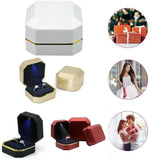 Square Wedding Double Ring Case Ring Box With Led Jewelry Gift Boxs For Ring