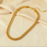 316L Stainless Steel Thick Chain Choker Necklace Bracelet Set for Women