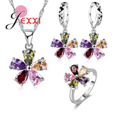 Flower Pendant Set 925 Silver CZ Jewelry