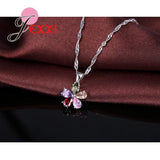 Flower Pendant Set 925 Silver CZ Jewelry