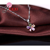 Flower Pendant Set 925 Silver CZ Jewelry