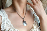 925 Silver Opal Water Drop Pendant Necklace Earrings Set