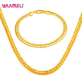 925 Sterling Silver Chain Necklace Bracelet Set for Women Girls