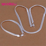 925 Sterling Silver Chain Necklace Bracelet Set for Women Girls