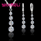 925 Silver Bridal Jewelry Set with Tassel CZ Pendant, Wedding Gift