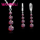 925 Silver Bridal Jewelry Set with Tassel CZ Pendant, Wedding Gift