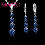 925 Silver Bridal Jewelry Set with Tassel CZ Pendant, Wedding Gift