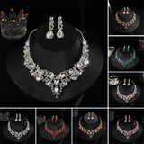 Wedding Earrings Extension Chain Rhinestone Inlaid Jewelry Set