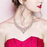 Wedding Earrings Extension Chain Rhinestone Inlaid Jewelry Set
