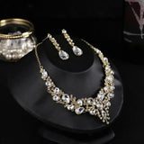 Wedding Earrings Extension Chain Rhinestone Inlaid Jewelry Set