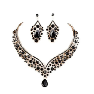 Rhinestone Bridal Jewelry Set Wedding Queen Princess Geometric Earrings Necklace