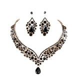 Rhinestone Bridal Jewelry Set Wedding Queen Princess Geometric Earrings Necklace