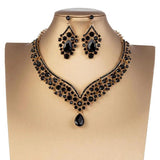 Rhinestone Bridal Jewelry Set Wedding Queen Princess Geometric Earrings Necklace
