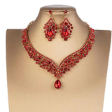 Rhinestone Bridal Jewelry Set Wedding Queen Princess Geometric Earrings Necklace