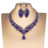 Rhinestone Bridal Jewelry Set Wedding Queen Princess Geometric Earrings Necklace