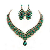 Rhinestone Bridal Jewelry Set Wedding Queen Princess Geometric Earrings Necklace