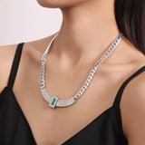 Zircon Stainless Steel Necklace Bracelet Set