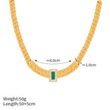 Zircon Stainless Steel Necklace Bracelet Set