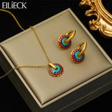 Vintage Flower Necklace Earrings Set for Women Girl, Waterproof Jewelry Gift