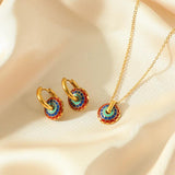 Vintage Flower Necklace Earrings Set for Women Girl, Waterproof Jewelry Gift