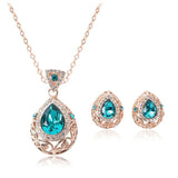 Green Zircon Necklace Earring Jewelry Sets for Women