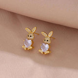 316L Stainless Steel Zircon Rabbit Jewelry Set for Women Girls