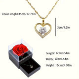 Zircon Necklace & Preserved Rose Flower Set for Mom