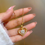 Zircon Necklace & Preserved Rose Flower Set for Mom