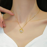 Zircon Necklace & Preserved Rose Flower Set for Mom