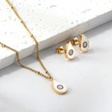 Geometric Star Pendant Necklace And Earring Set For Women
