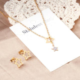 Geometric Star Pendant Necklace And Earring Set For Women