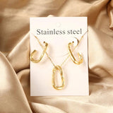 Geometric Star Pendant Necklace And Earring Set For Women