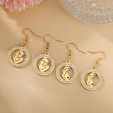 Stainless Steel Zircon Pendant Necklace Earring Set