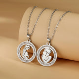 Stainless Steel Zircon Pendant Necklace Earring Set