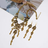 Vintage Pirate Skeleton Skull Necklace Pendant