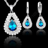 925 Sterling Silver Water Drop CZ Wedding Bridal Jewelry Set