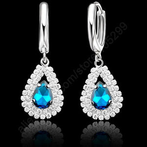 925 Sterling Silver Water Drop CZ Wedding Bridal Jewelry Set