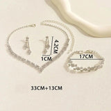 Bridal Jewelry Set Silver Plated Rhinestone Clutch Bracelet Tassel Earrings